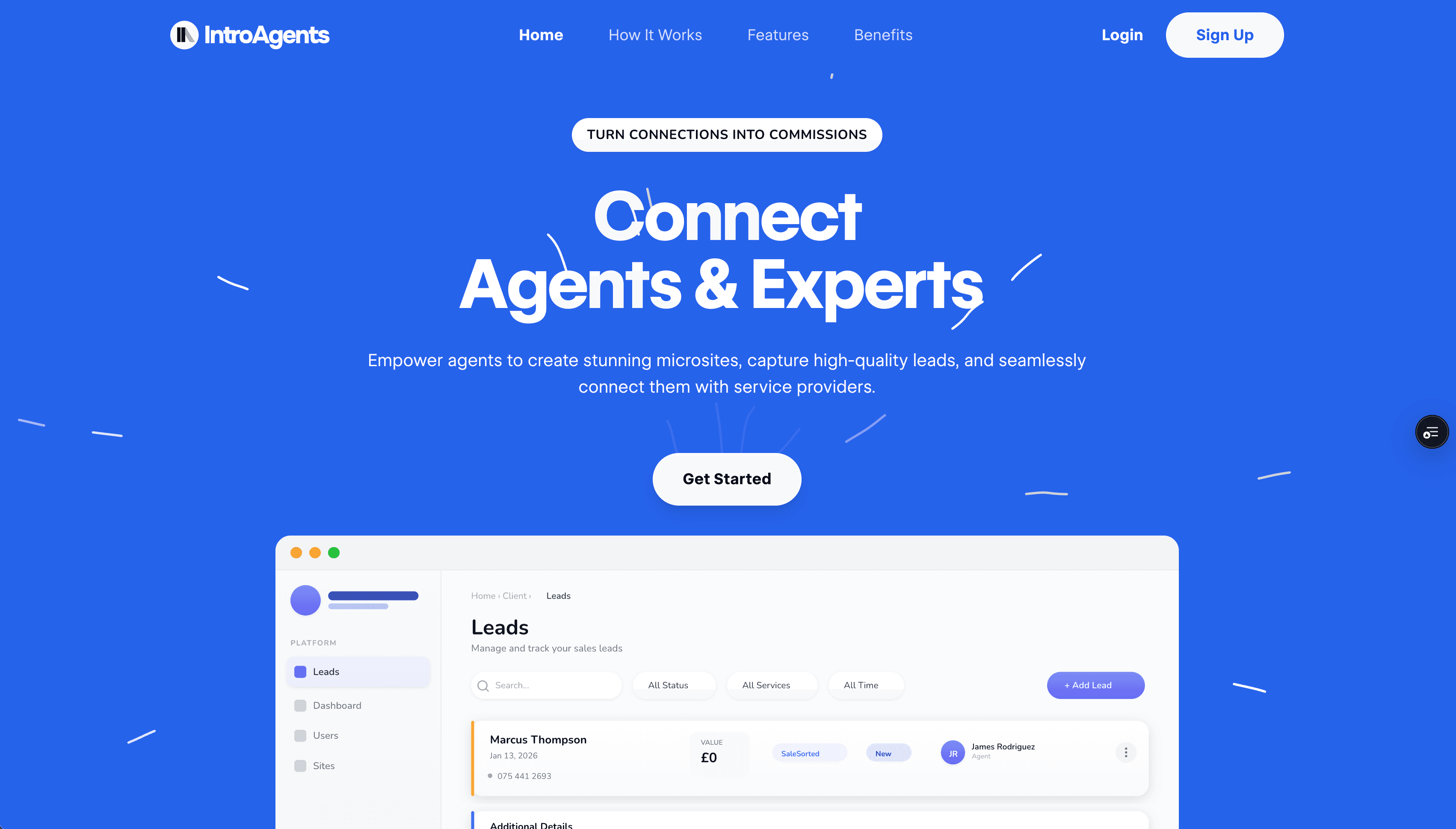 IntroAgents landing page — connect agents and providers